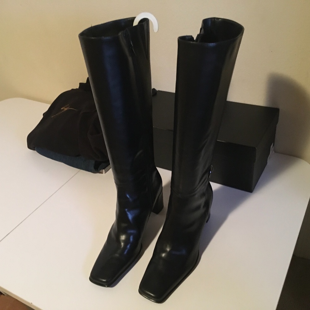 Michelle D. Black Leather Boots